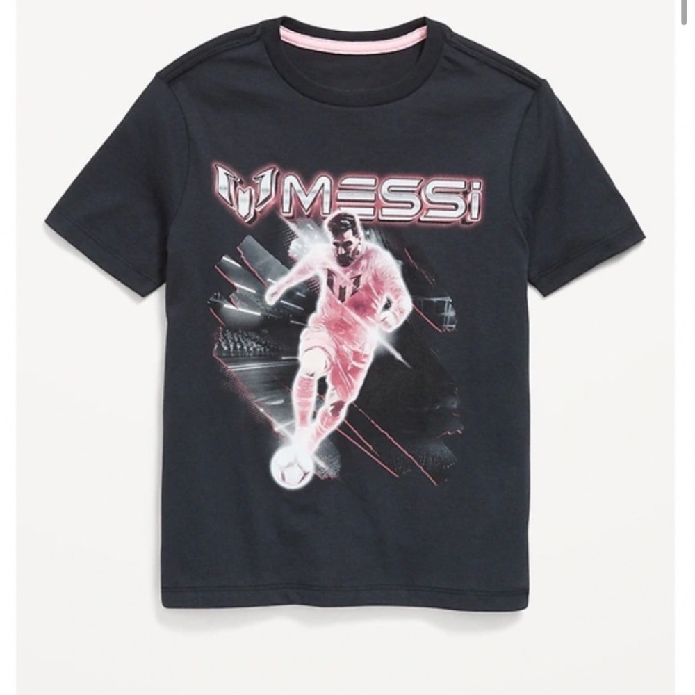 Old Navy Kids Messi Collection Graphic T-Shirt Navy Blue Soccer Tee Size M 8